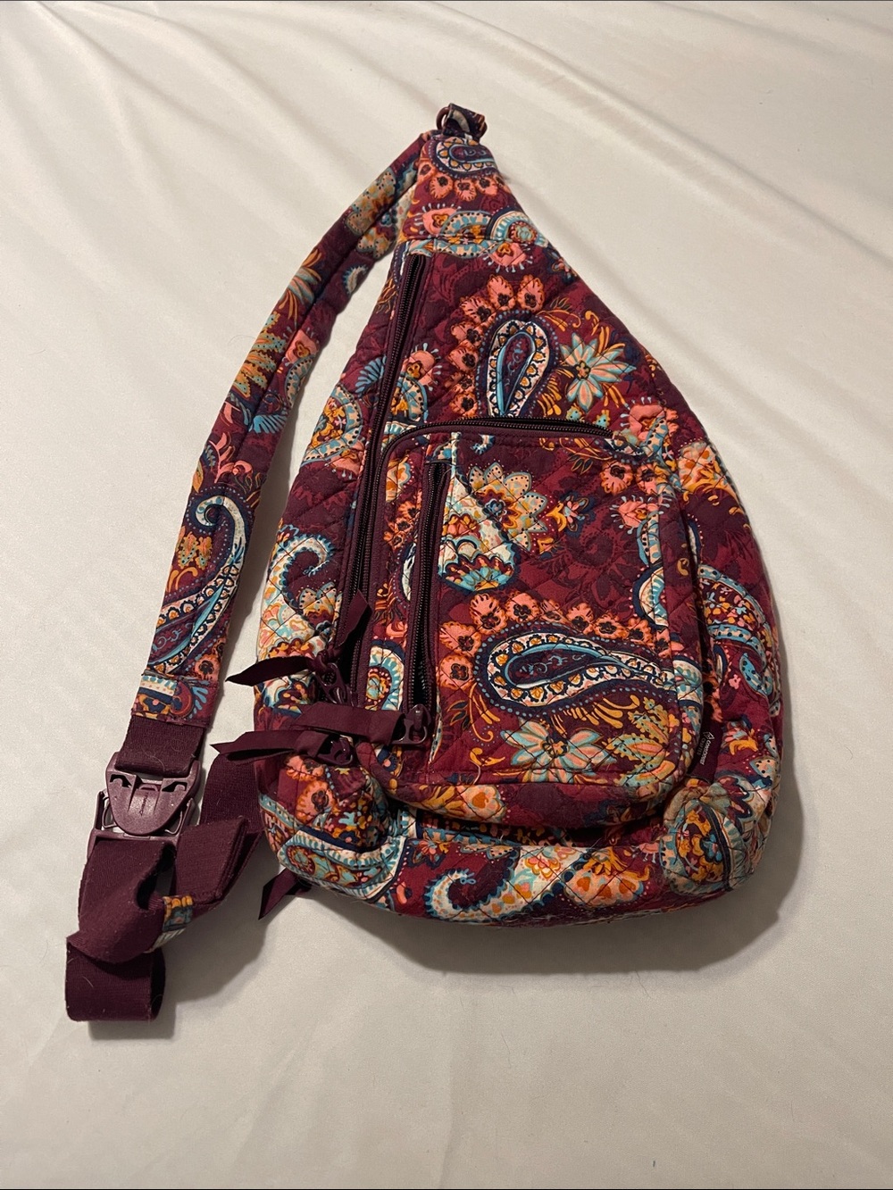 Vera Bradley Burgundy Paisley Quilted Crossbody Sling